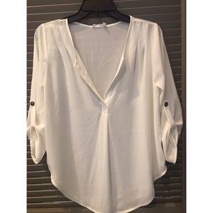 Lush Roll Sleeve Blouse (white)